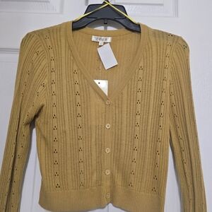 Mustard Yellow V-Neck Button Cardigan Sweater